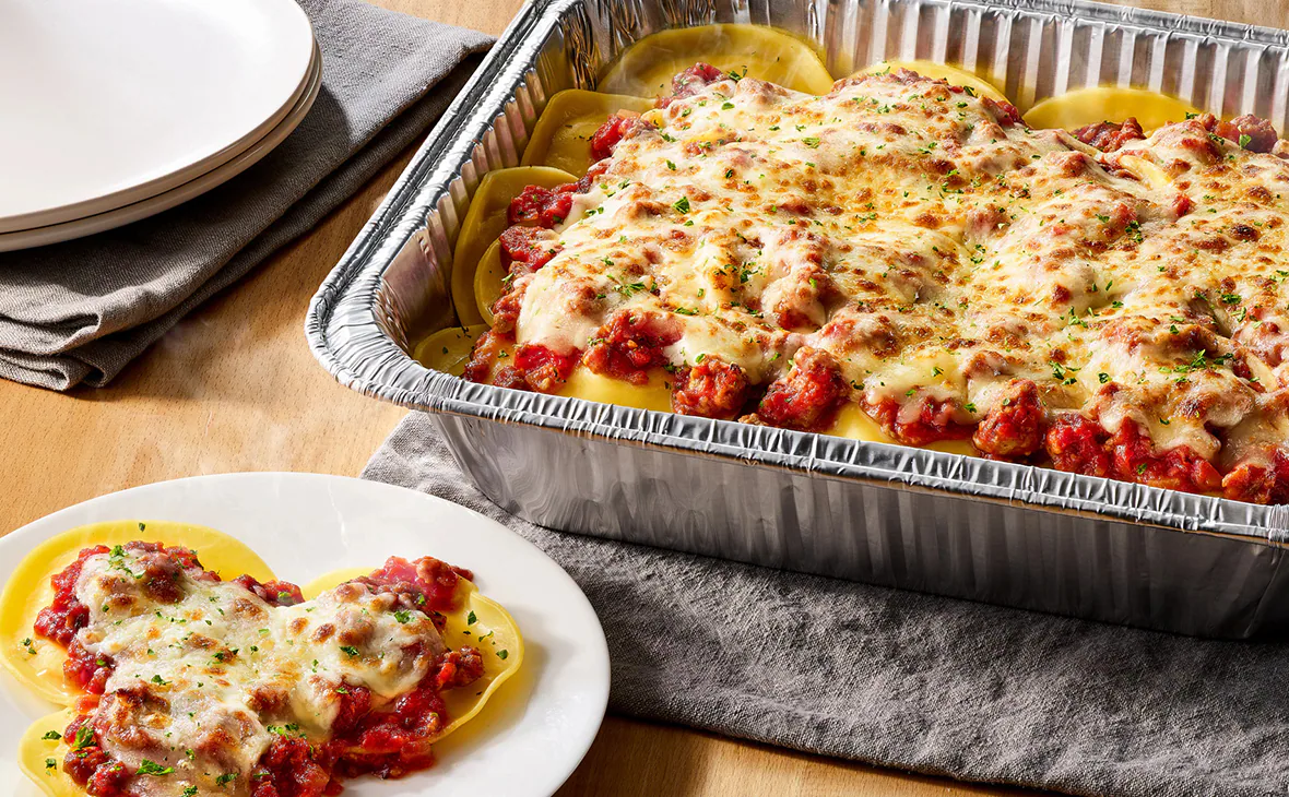 Cheese Ravioli with Marinara or Meat Sauce (Serves 4 - 6)