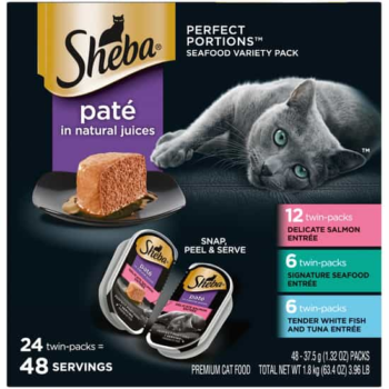 Sheba Perfect Portions Delicate Salmon Tender Whitefish & Tuna Entrees Wet Cat Food Variety Pack (1.32 oz x 48 ct)