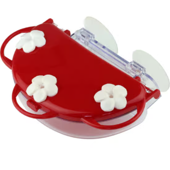 Nature's Way Traditional Window Plastic Hummingbird Feeder, Red