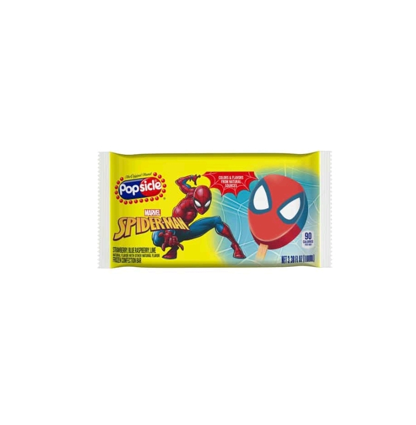 Popsicle Marvel Spiderman Strawberry Blue Raspberry & Lime Ice Pop