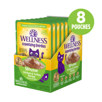 Wellness Pet Food Mousse Chicken & Turkey Appetizers Cat Food (1.4 oz)