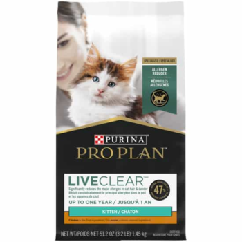 Purina Pro Plan LiveClear Dry Cat Food for Kittens Chicken & Rice Formula (3.2 lb)