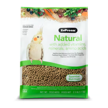 ZuPreem Natural Cockatiel Bird Food with Vitamins & Minerals